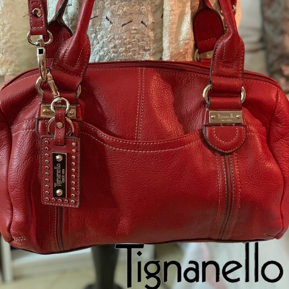 Tignanello Red Leather shoulder bag